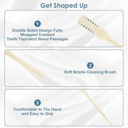 ZKENIRD 6 Pcs 2-in-1 Nasal Cutter, Upgrade Double Sided Nose Knife, 360 Nostril Hair Remover Tool, Trimmer for Men, Women, Soft Cleaning Brush (Cream)