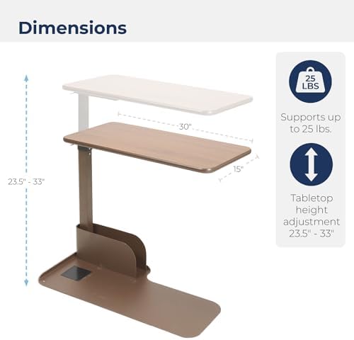 Drive Medical 13085LN Left Side Seat Lift Chair Overbed Table, Walnut