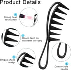 2 Pcs Large Tooth Combs, Curl Comb for Brushing out Curls Wide Tooth Comb Curl Hair Brush Durable Plastic Curly Hair Combs for Women, Hairstyling Tools for Wet Wavy Hair Wigs (Black,Amber)