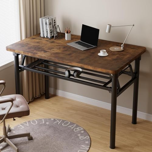 Folding Desk, 39.4" Foldable Desk for Small Spaces - Space Saving Folding Computer Desk, Portable Compact Design for Home Office, Bedroom, Dorm & Apartment, No Assembly Required