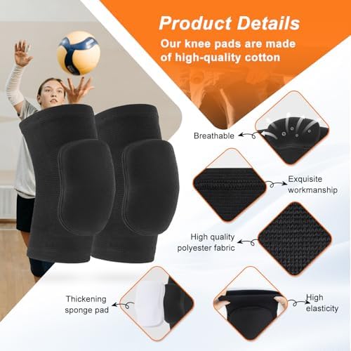 HISFFOG Volleyball Knee Pads for Dancers, Soft Breathable Knee Pads for Men Women Younth Girls Kids Knees Protective, Knee Braces for Volleyball Football Dance Yoga Wrestling Running Cycling