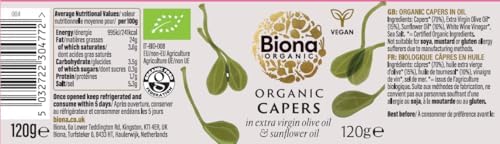BIONA Organic Capers In Olive Oil, 120 GR