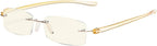 Eyekepper Blue Light Blocking Rimless Reading Glasses - Small Frameless Reader for Women with Yellow Arm,+2.00