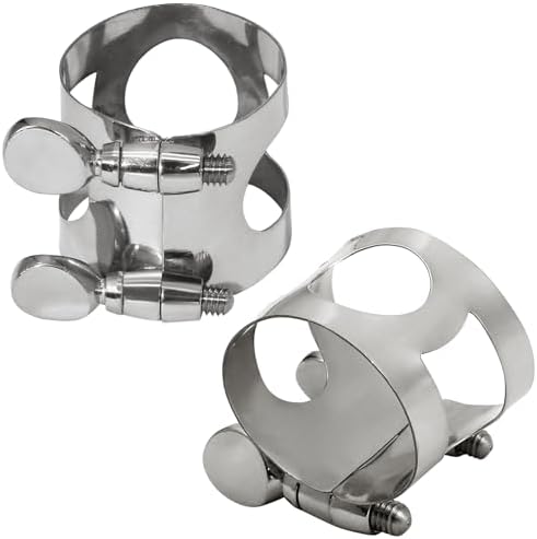2Pcs Silver Alto Sax Ligature Alto Saxophone Ligature, Ligatures Saxophone Accessories Fastener for Music Mouthpiece Instrument