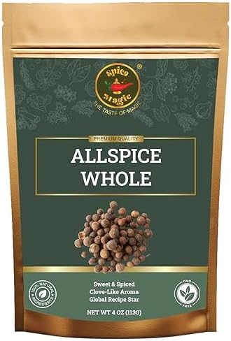 Spice Magic Allspice Whole, 4 oz (113g) - Premium Whole Jamaican Pimento Berries for Savory and Sweet Dishes I 100% Natural, Non-GMO & Freshly packed, ideal for both savory and sweet dishes.