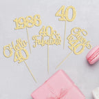 Gyufise 30Pcs 40th Birthday Cupcake Toppers 40 Fabulous Cupcake Picks Cheers to 40 1986 Cake Decorations for Happy 40th Birthday Wedding Anniversary Party Decoration Supplies Gold