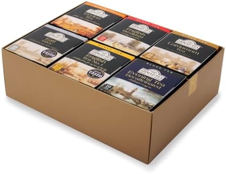 Ahmad Tea Black Tea, Classic Selection Pack Teabags, 60 Foil Teabags - Caffeinated, Decaffeinated, & Sugar-Free