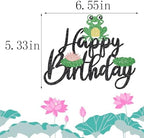 Glitter Frog Happy Birthday Cake Topper - Animal Theme Baby Shower & Gender Reveal Party Decorations