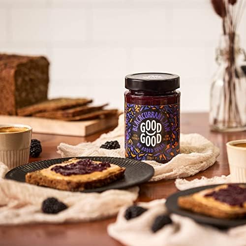 GOOD GOOD Blackcurrant Jam - No Added Sugar - Low Calorie - Gluten Free and Vegan - Diabetic and Keto Friendly - 12oz / 330g (Pack of 1)