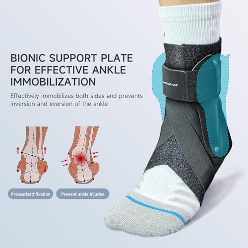 Hocafer Left Ankle Brace for Women & Men - Ankle Support Sprained Ankle Brace for Achilles,Tendon,Sprain,Injury Recovery,Ankle Support Brace for Running, Basketball, Football (Black,M,Left)