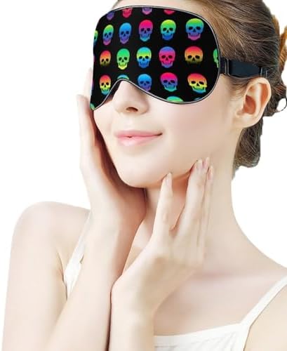 Novelty Printed Sleep Mask Eye Cover Compatible with Cool Skulls Soft Blindfold Elastic Strap Night Eyeshade Travel Nap for Women Men