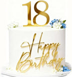 Happy Birthday 18 Cake Topper, Acrylic Gold Happy 18th Birthday Cake Decoration Cheers to 18 Years Cake Pick Eighteen Hello 18 Fabulous Cake Sign for Party Supplies
