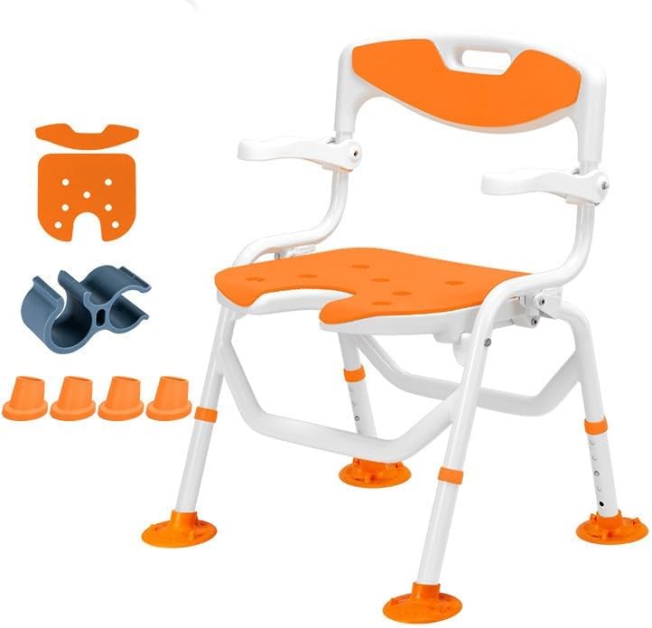 Height Adjustable Bath Shower Chairs,Household Folding Bath Chair Shower Chair,Anti-Slip Safety Bathroom Seat Chair for Elderly Pregnant Woman,Load Weight 150Kg A