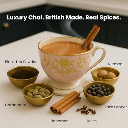 Royal Chai | Masala Chai Sweetened | 10 Count Single Box | All Natural, No Preservatives | Premium Instant Tea | Made in the UK