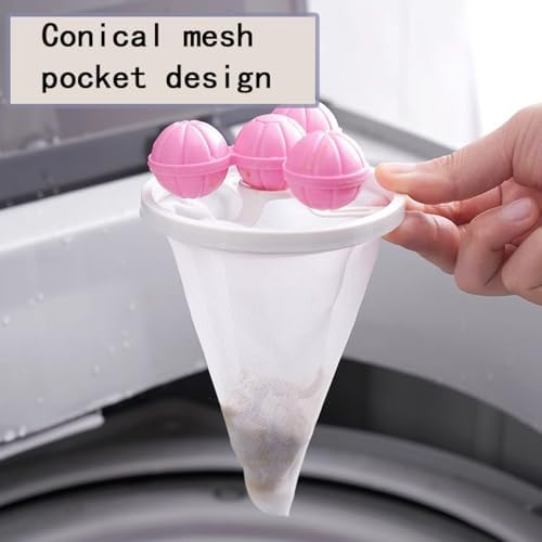 6 PCS Hair Filter Bag Floating Lint Catcher for Washing Machine Pet Hair Catcher Reusable Washing Hair Filter Cleaning Mesh Bag Dog Cat Hair Remover for Laundry(2 Styles
