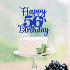 Kaoenla Happy 56th Birthday Cake Topper,Hello 56，Cheers to 56 Years,56th Anniversary /56 years old birthday Party Decoration (56th, blue)