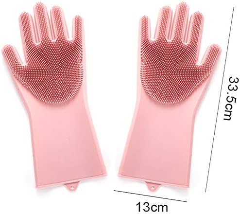 Dishwashing Gloves Silicone Cleaning Reusable Scrub Gloves for Wash Dish,Kitchen, Bathroom