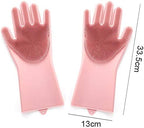 Dishwashing Gloves Silicone Cleaning Reusable Scrub Gloves for Wash Dish,Kitchen, Bathroom