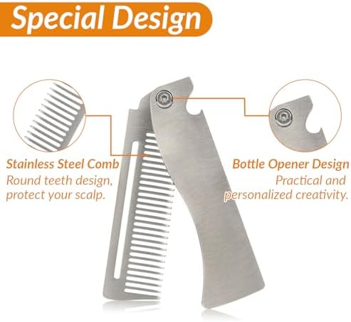Hair Combs for Women and Men Folding Beard Comb Stainless Steel is Durable