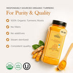 HQOExpress Organic Ground Turmeric Powder – USDA Organic, Non‑GMO, Kosher, Lab Tested –Chef Jar (18 oz) – Sustainably Grown, Traceable, Legacy Brand Since 1977