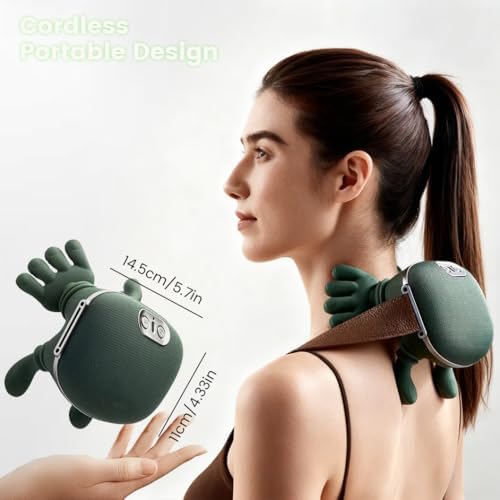 Shiatsu Neck Massager with Heat, 4D Kneading & Deep Tissue Massage for Neck and Back, Portable Wireless Massager for Shoulder Pain Relief at Home, Office and Car