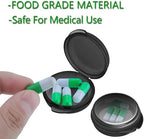 Patelai Small Pill Case Travel Pill Container Clear Mini Organizer Box Round Black Medicine Case Holder for Pocket Purse Briefcase Travel Medicine Cod Liver Oil Storage(6 Pack)