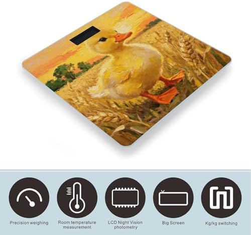 Cute Yellow Duck Body Weight Scale Accurate Stable Digital Bathroom Scale Safe Anti-Slip Home Scale with LCD Display, Anti-Slip Base & Safe Rounded Edge Design for Home Use