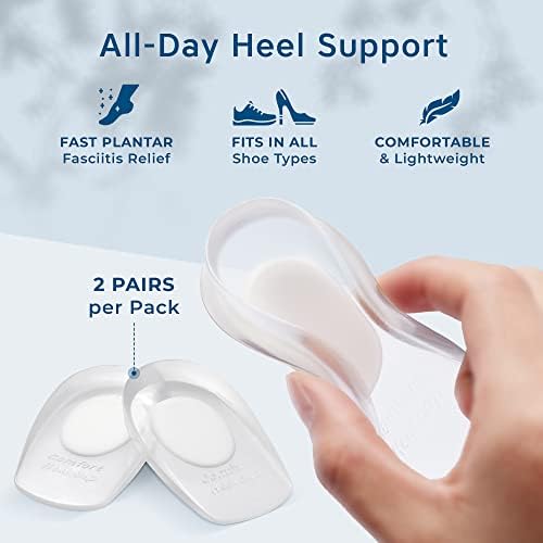 Heel Cushions for Heel Pain Relief (4 Pack) - Heel Spur Relief Products Heel Pads Heel Inserts Women Gel Heel Cups Heel Pain Men Heel Cups Plantar Fasciitis, Heel Supports Heel Pain Shoe