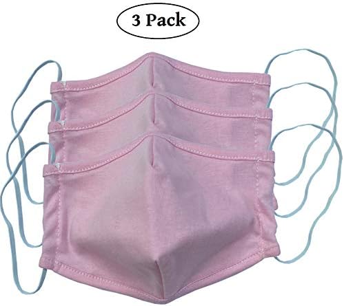 LOFBAZ 3 Pack Kids Cotton Cloth Face Coverings Washable Reusable with Filter Pockets