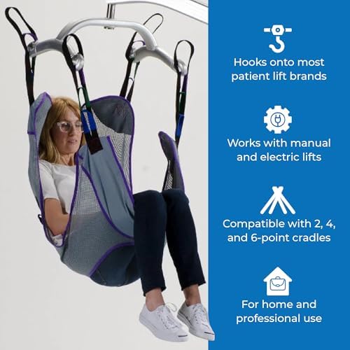 Patient Aid Full Body Commode Sling - Easy-to-Wash Mesh Fabric for Bathing and Toileting - Comfy Safe Lifting for The Elderly and Non-Weight Bearing - Medium, 200lb. Maximum Carrying Capacity