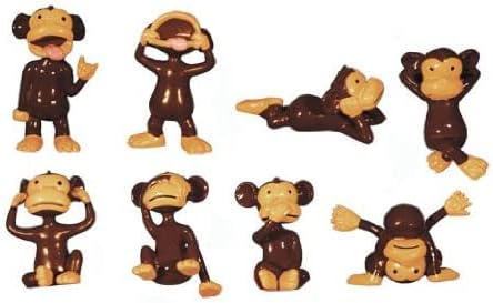 Generic Monkey Madness Cake Topper Figures Large Plastic Monkey Figurines Set of 8 (2 Inch Size Monkey Figures)