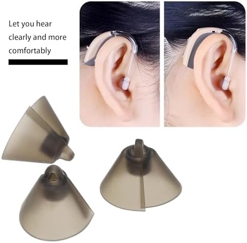 10pcs Hearing Aid Domes Soft Silicone Receiver Tulip Domes Audiphone Ear Tips Replacements Earbud Audiphone Invisible Tip Domes Transparent Black