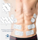 axion Set of 16 TENS Unit Electrode Pads- 8 Pcs 2x2" & Pcs 8 4x2" Pads - Compatible with Compex Muscle Stimulators and TENS Machines - with 3.75 mm Snap Button
