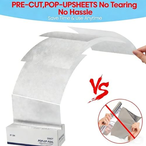 Aluminum Foil Sheets, 500 Count Pre-Cut Aluminum Tin Foil Sheet, 12" x 10.75" Large Heavy-Duty Pop-Up Dispenser for Sandwich Wrap, Hot Dog, Food Storage, Baking, Kitchen Service
