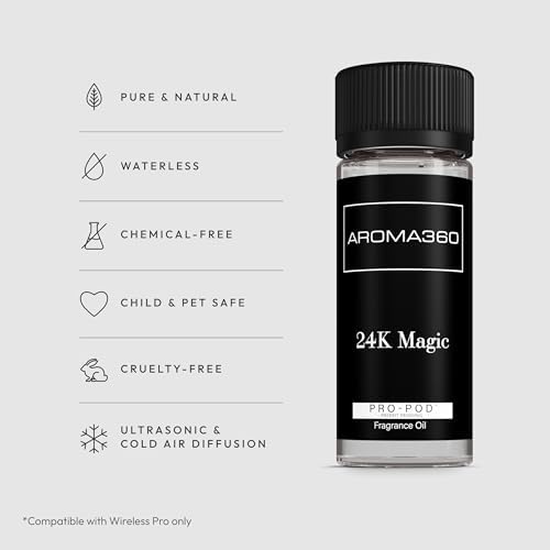 Aroma360 | 24K Magic Pro-Pod Oil Blend | Luxury Hotel Inspired Diffuser Scent | Aromatherapy Scent Diffuser Oil | Citrus Bergamot, Lemongrass and Jasmine 1.7 fl oz, 50 mL