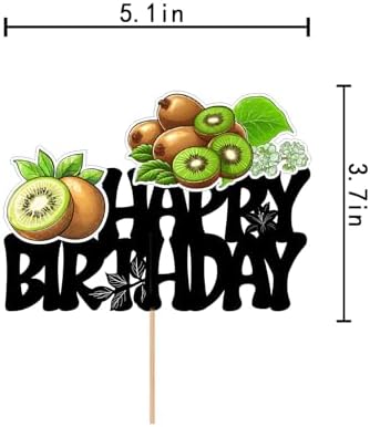 Birthday Cake Topper Kiwifruit Decorations Fruit Party Decoration Glitter Sweet Fruit Kiwi Cake Topper Kids Tropical Hawaiian Themed Baby Shower Party Supplies