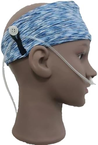 1Pcs Comfortable Holder Oxygen Nasal Cannula Intubation Guard Ear Protector Elastic Headband Adjustable Tubing Prevent Soreness Relieving Pain Hairband Portable Experience Secure Fit(Blue Stripes)