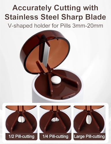 3-in-1 Pill Crusher with Pill Cutter and Storage, Splitte Pills, Tablets, Vitamins and Grind to Fine Powder, for Small or Large Pills (Not Suit for Capsule Drugs)
