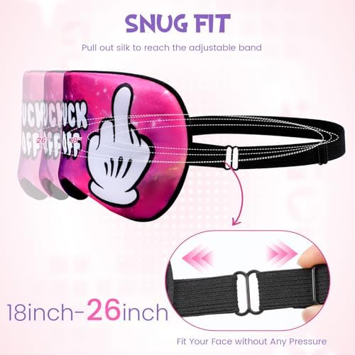 Novelty Funny Sleep Eye Mask Light Blocking Sleep Mask, Soft and Comfortable Silk Eye Mask for Men Women, Eye Cover Aid Rest Blindfold, Eye Blinder for Travel/Sleeping/Middle Finger Gifts (FO + Donut)