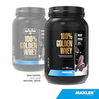 Maxler 100% Golden Whey Protein - 24g of Protein per Serving - Whey Protein Powder for Pre Post Workout - Fast-Absorbing Whey Concentrate, Isolate & Hydrolysate Blend - Cookies & Cream 2 lb