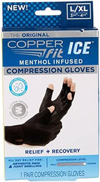 Copper Fit ICE Compression Gloves Infused with Menthol, Black, Large/X-Large