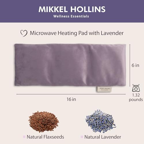 Microwavable Heating Pad with Lavender & Flaxseed, Hot & Cold Therapy, Heat Pad for Back, Neck, Shoulder, Knee, Leg & Menstrual Cramp Relief, Washable Cover, Mini Lavender Bag Gift, One Size Fits All