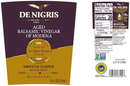 De Nigris Balsamic Vinegar Of Modena 8,5 Oz (250ml) | Balsamic Vinegar From Modena Italy Aged For 3 Years In Antique Wooden Casks