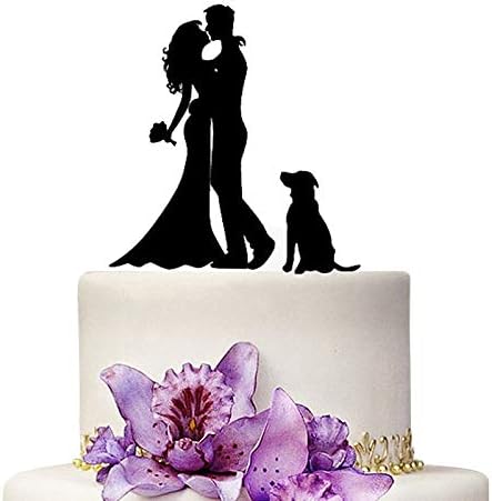 Wedding Cake Topper Bride and Groom, Mr & Mrs Cake Toppers With Dog Wedding Aniversary Party Engagement