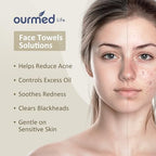 Ourmed Life Disposable Face Towel | 150 Count Lint-Free Biodegradable Clean Towels | Dry Makeup Remover Wipes | Super Soft & Thick for Sensitive Skin | 10-Inch X 12-Inch Extra Large Size | Pack of 3