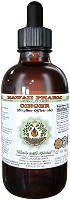 Hawaii Pharm Ginger Alcohol-Free Liquid Extract, Ginger (Zingiber officinale) Dried Root Glycerite Natural Herbal Supplement 2 oz