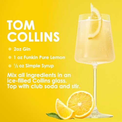 Funkin Fruit Puree | Real Fruit, Simple Ingredient, Natural Mixer for Cocktails, Drinks, Smoothies | Vegan, Non-GMO, Gluten-Free (2.2 lbs) (Lemon)