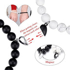 Jovivi Couples Bracelets 8mm Natural Stone Beads Healing Crystals Stretch Bracelet Matching Heart Charms Adjustable for His and Her Jewelry Lovers Best Friends Friendship Gifts