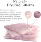 Rose Quartz Decor Coaster 4-5", Natural Pink Crystal Coasters Set of 4 Square Stone Coaster