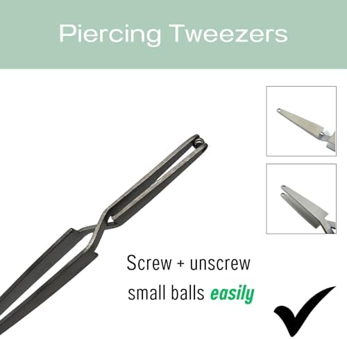 Piercing Ball Grabber Tool - for Small Balls 2mm or larger - Self-Retaining - Stainless Steel - Ball Holder Tweezers T1 - Piercing Tools for Changing Jewelry